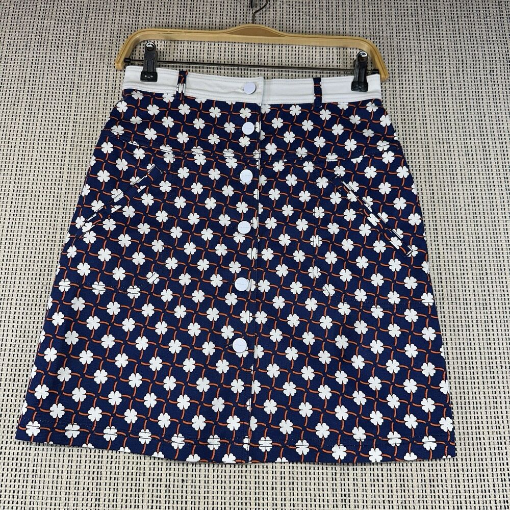 Carven Paris Floral Print A-Line Mini Skirt Women’s US 4 Retro Mod Designer